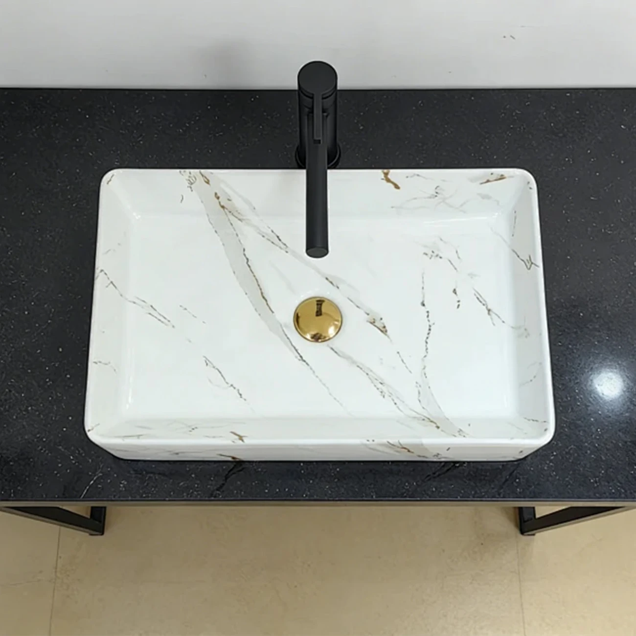 60Cm*35Cm Rectangular Ceramic Washbasin with Stone Texture, Ideal for Modern Bathroom Fixtures, Suitable for Changing Rooms, Vanity Tables, Bathrooms, Toilets, and Rvs