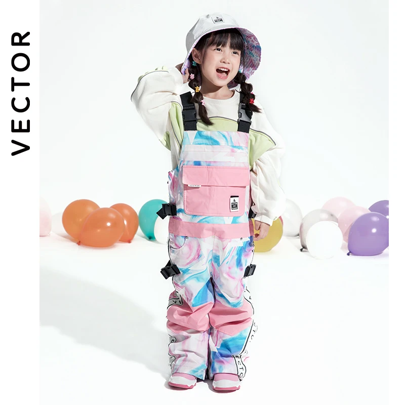 VECTOR Boys and Girls Ski Pants Straight Overalls Jumpsuit Skiing Bib Waterproof Winter Warm Windproof Outdoor Sports Snowboard