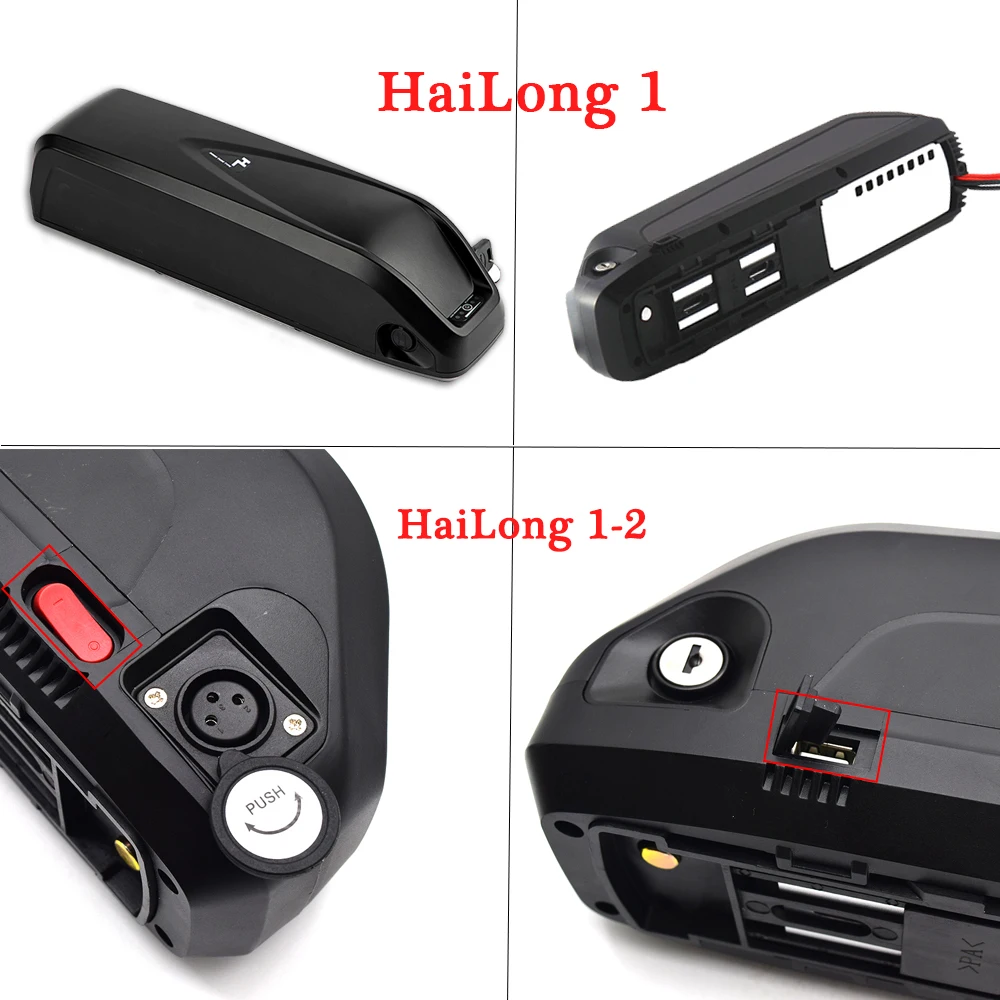 21700 Cells Ebike Battery Hailong 36V 24Ah 48V 19.2Ah 52V 14.5Ah Bicycle Battery Pack for 1000W 750W 500W 350W 250W Motor