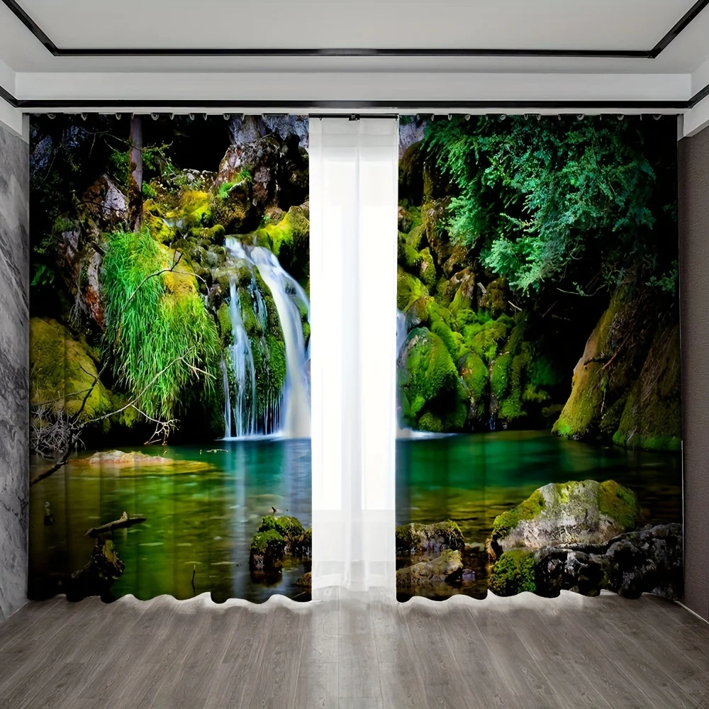 

Landscape Waterfall Forest Nature Senery Window Curtains Blinds For Kids Bedroom Living Room Bathroom Kicthen Door Home Decor