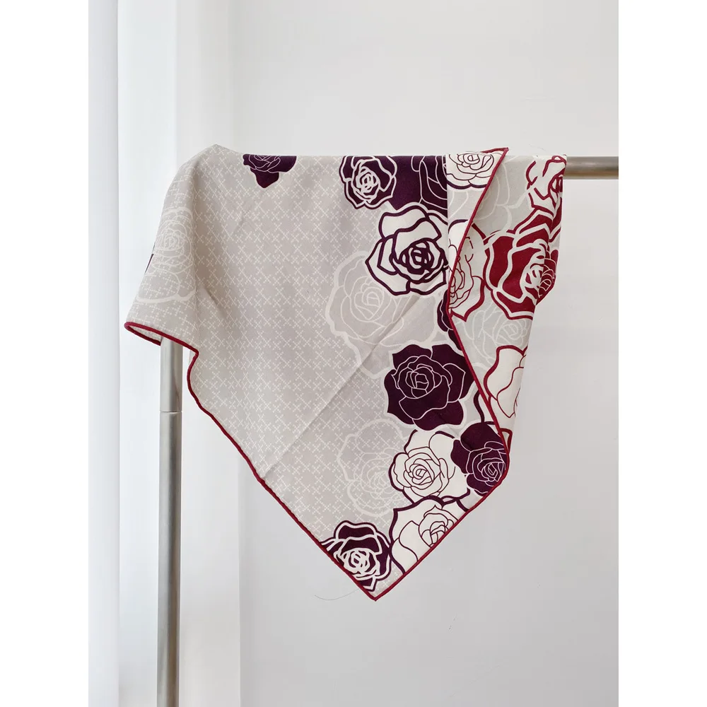 

Шарф с двойным принтом, женские шелковые шерстяные шали, роскошные зимние квадратные банданы, аксессуары для одежды, Рождественский подарок, камелия