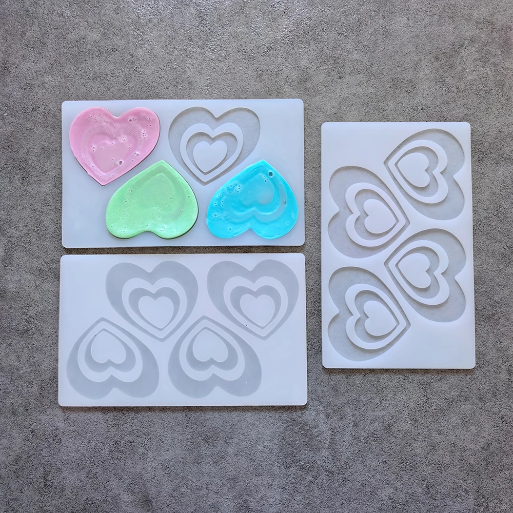 1 قطعة 4 غرف ثقب مزدوج على شكل قلب شوكولاتة الوجه على قالب السيليكون لتقوم بها بنفسك قالب الحلوى بودنغ قالب الحلوى كعكة الديكور المساعد