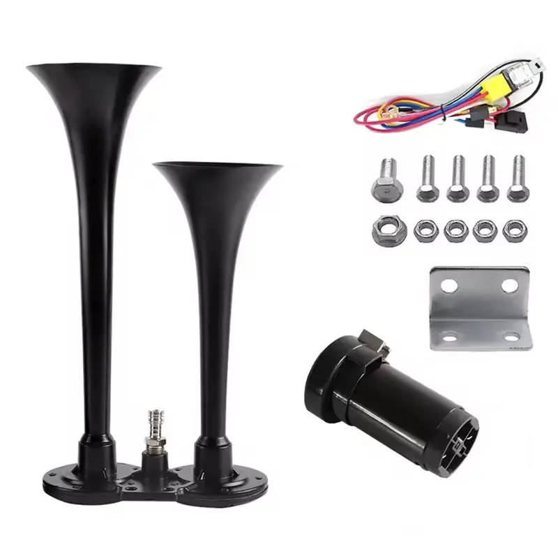 Top Sale Dual Trumpet Train Air Horn Kit 12V 130Db With Compressor For Truck Car SUV Drill Horn