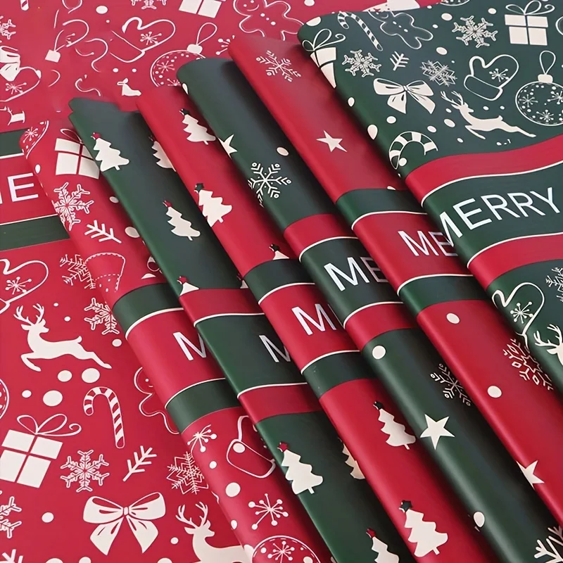 Waterproof Christmas Apple Gift Wrap Paper for Peace Eve Floral Bouquet Packaging