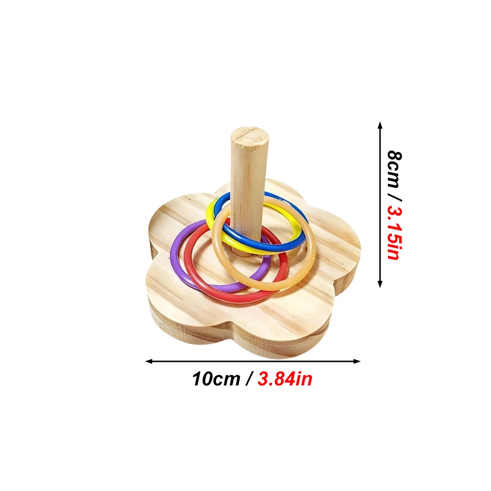 1PC Wooden Parrot Intelligence Training Toy Colorful Ring Toss Desktop Puzzle for Budgie Cockatiel Conure Cage Accessories Wares