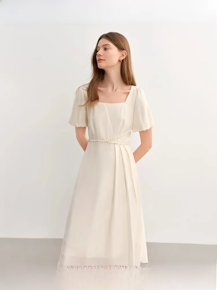 

Женская юбка миди больших размеров с кружевной отделкой и квадратным вырезом, повседневная, с высокой талией, пышная, летняя