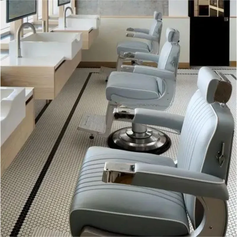 Portable Metal Salon Barber Chair, Modern, High-Quality, Luxury Leather, Black, Beauty, Hairdressing