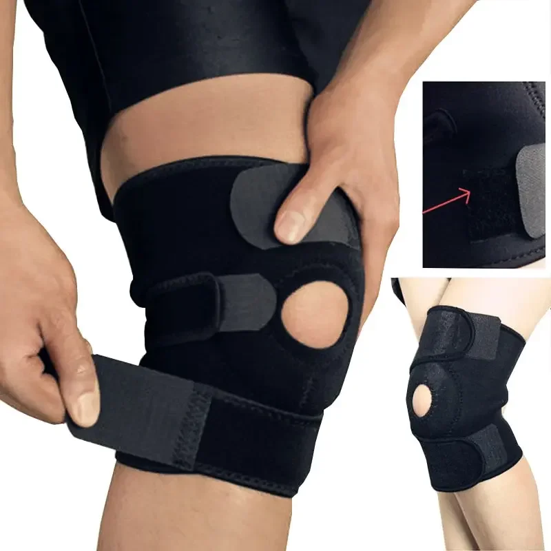 1PC Knee Brace Support Sleeve Adjustable Open Patella Stabilizer Protector Nylon Wrap for Arthritis Meniscus Tear Running Sports