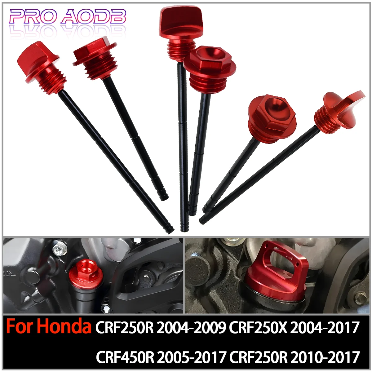 

Motorcycle Red Aluminum Oil Dipstick Gauge Plugs For HONDA CRF 250 450 R X CRF250R 2004-2009 CRF250X 2004-2016 CRF450R