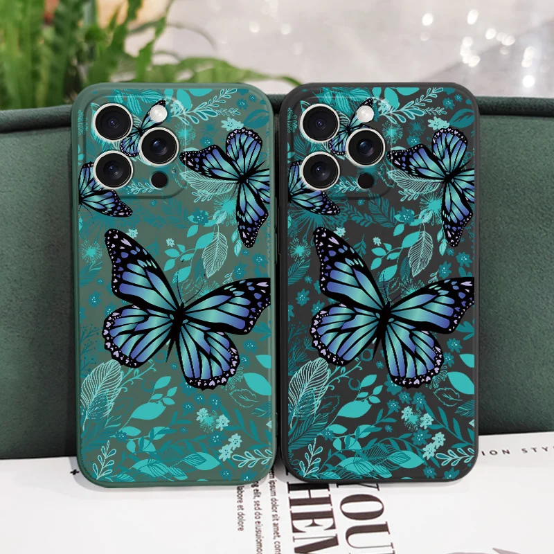 Butterfly Leaves Phone Case For iPhone 17 16 16e 15 14 13 Plus Pro Max Mini Silicone Cover