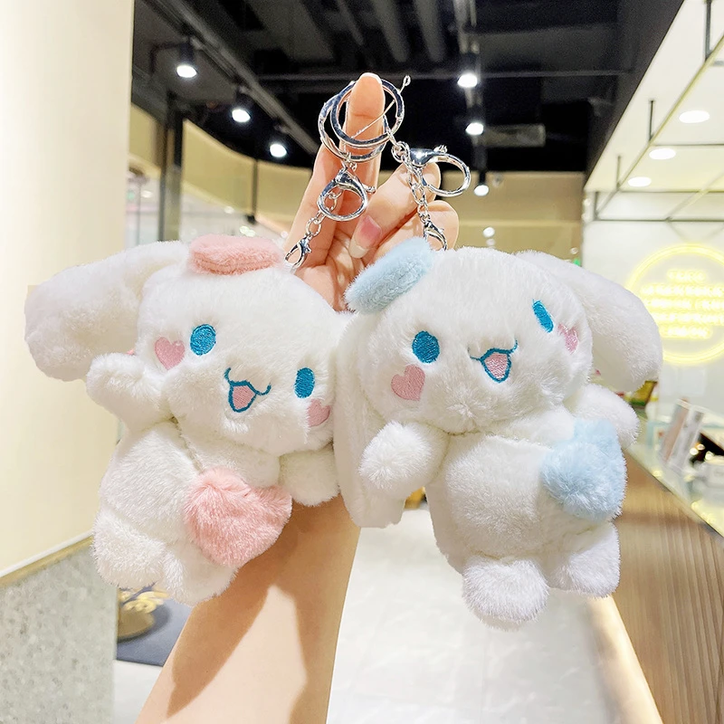 Cute Sanrio Plush Keychain Backpack Pendant Cinnamoroll Kid Toys Anime Figures Soft Stuffed Plushie Doll Birthday Gift Ornament