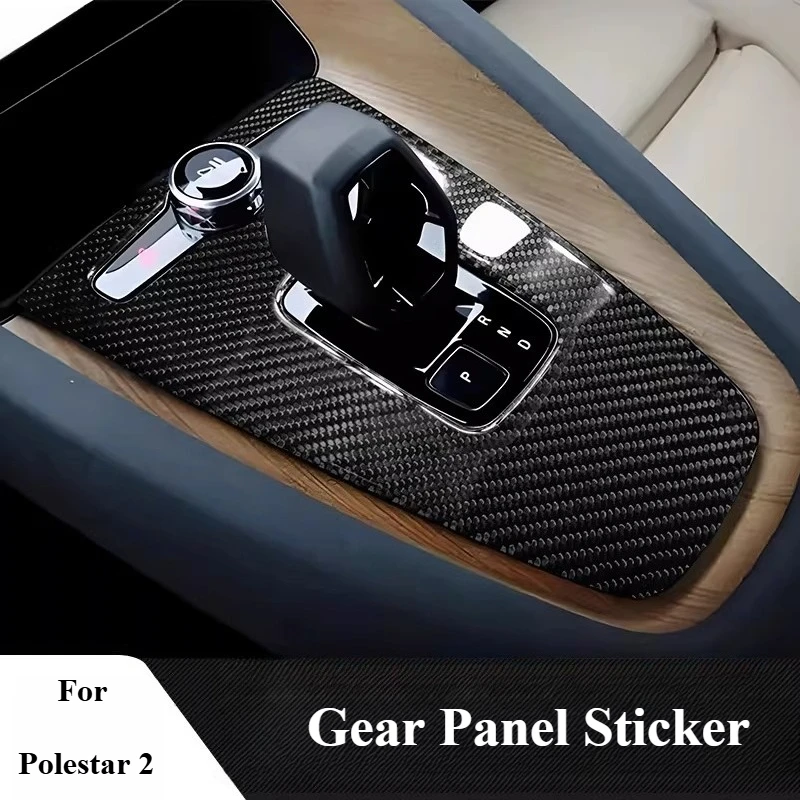 Real Carbon Fiber Vinyl Wrap Sticker for Polestar 2 2021-2024 Gear Shift Console Soft Protective Film Interior Accessories Tools