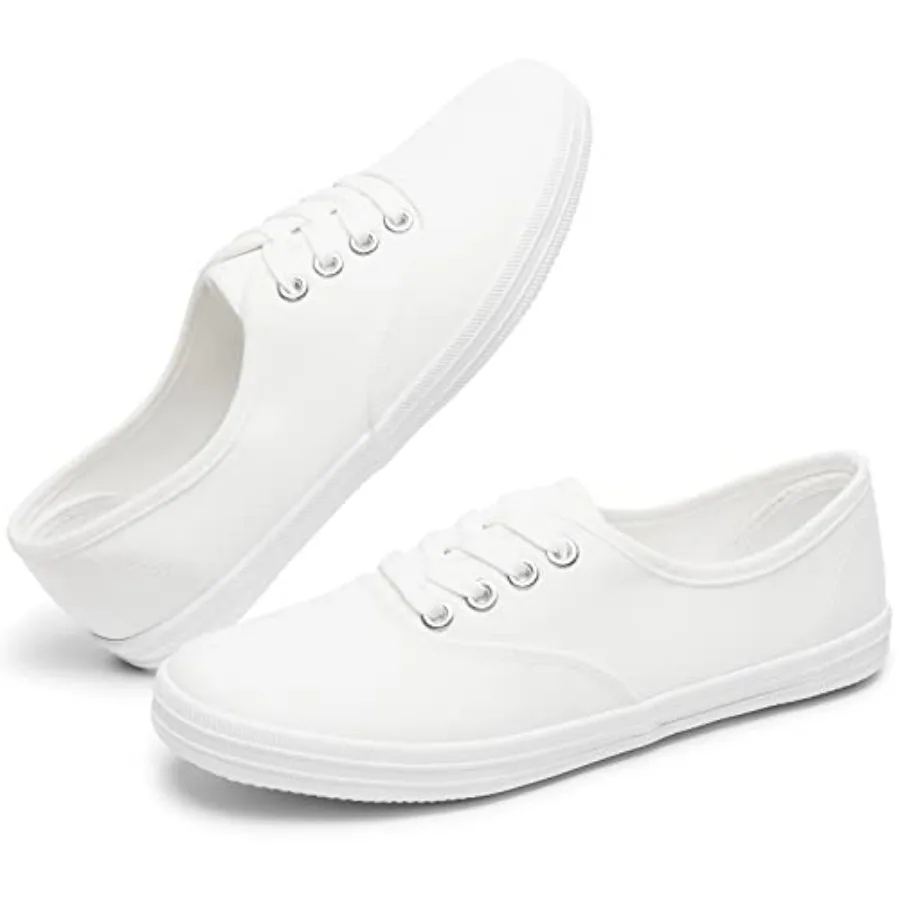 

TUOPIN Womens Canvas Sneakers Low Top Lace-up Canvas Shoes Lightweight Casual Tennis Shoes