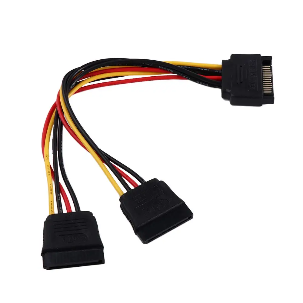 SATA II Hard Disk Power 15Pin SATA Male To 2 Female 15Pin Power HDD Splitter High Quality Y 1 To 2 Extension Cable 20CM