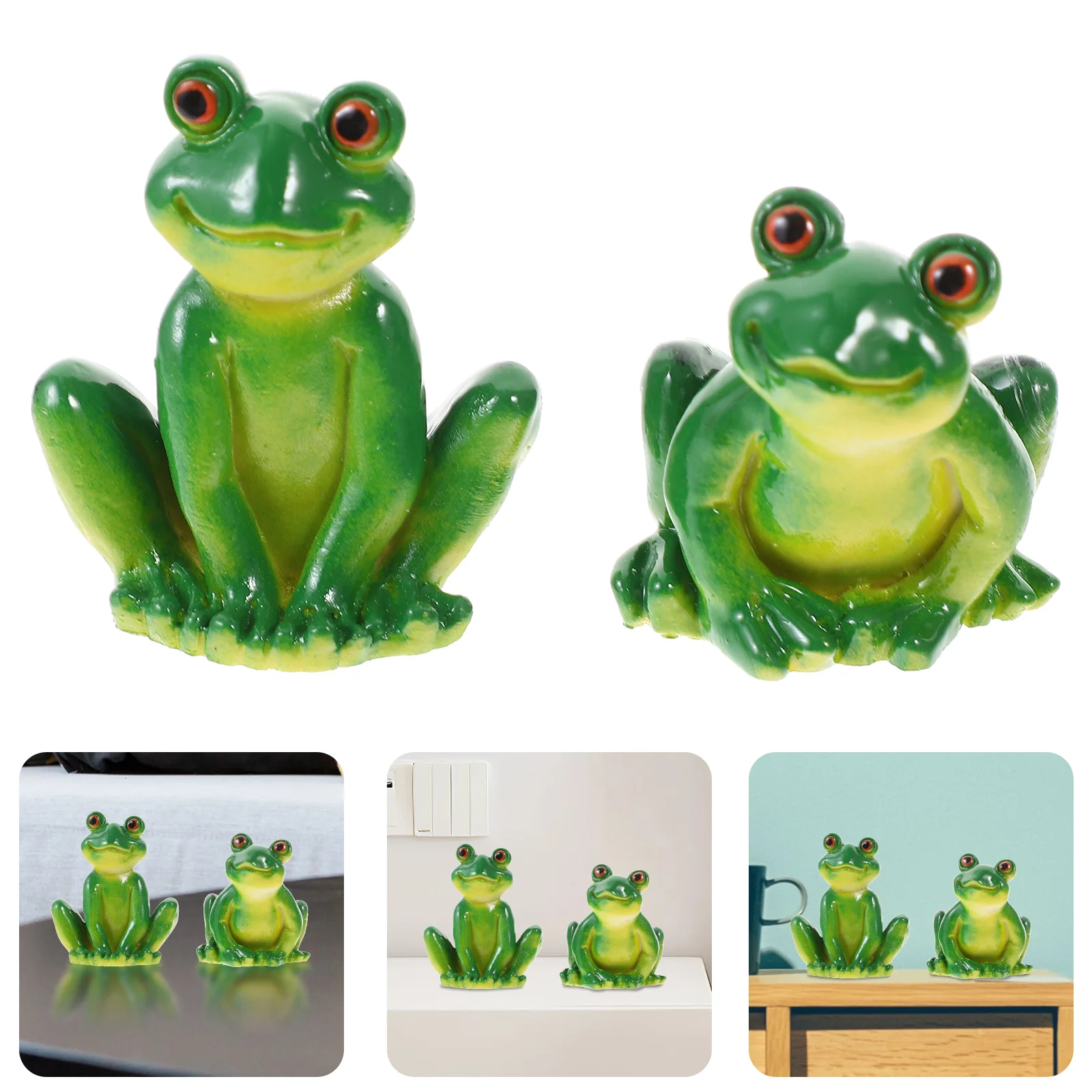 

2 Pcs Frog Statue Miniature Resin Frog Figurine Garden Decor Landscape nament Animal Statue for Room Decoration