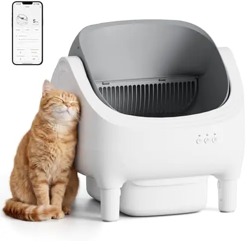 Self Cleaning Cat Litter Box – Automatic Open-Top Smart Litter Box with App Control, 15L Odor-Sealed Waste Bin, Ultra