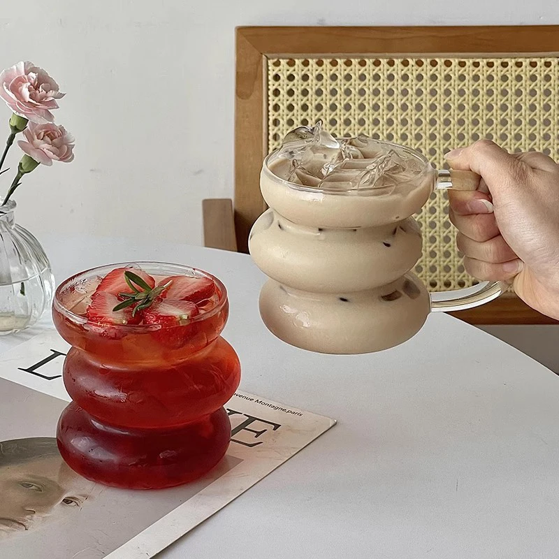 

Creative Irregular Glass Cup Transparent Coffee Milk Mug Whisky Cocktail Wine Glasses Juice Coffee Mugs Christmas Gifts