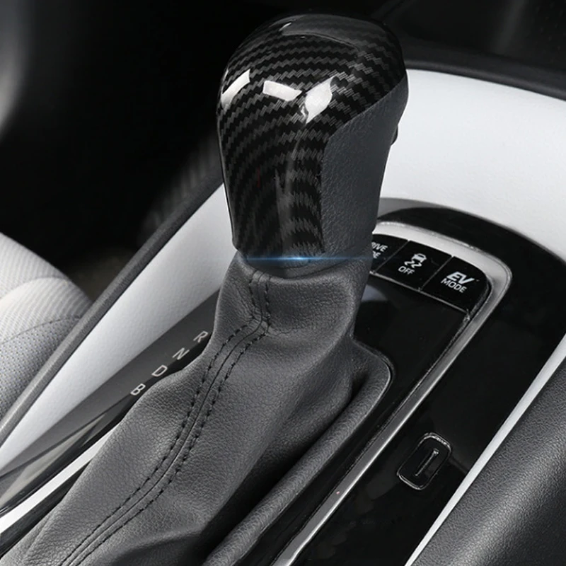 Carbon Fiber Car Interior Gear Shift Knob Head Cover Trim 1Pcs For Corolla 2019 2020 2021 2022/Camry 70 2018 2019 2020