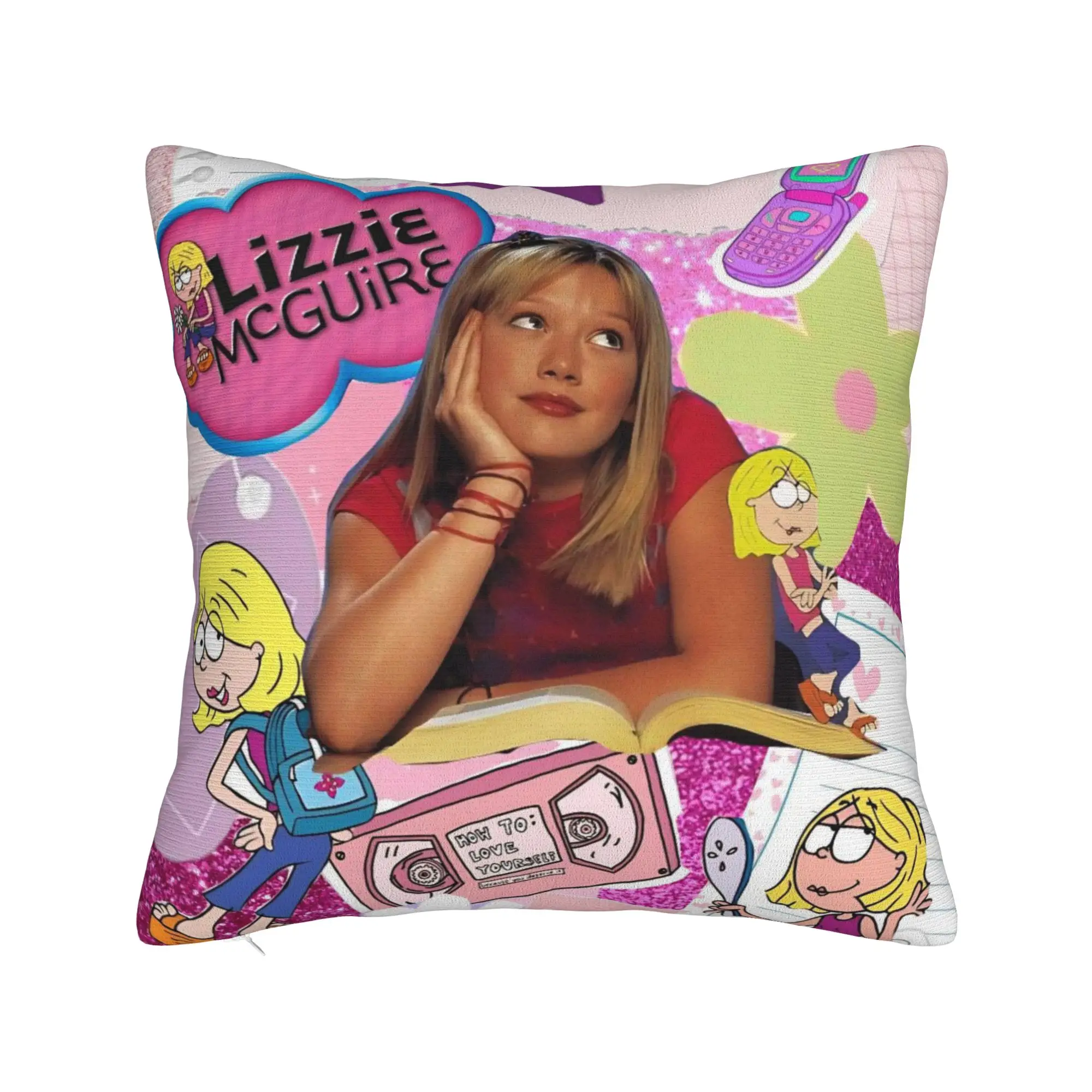 Lizzies Cartoon McGuires Square Pillow Case  Cushion Cover Custom Zippered Decorative Pillowcase for Car 45x45cm