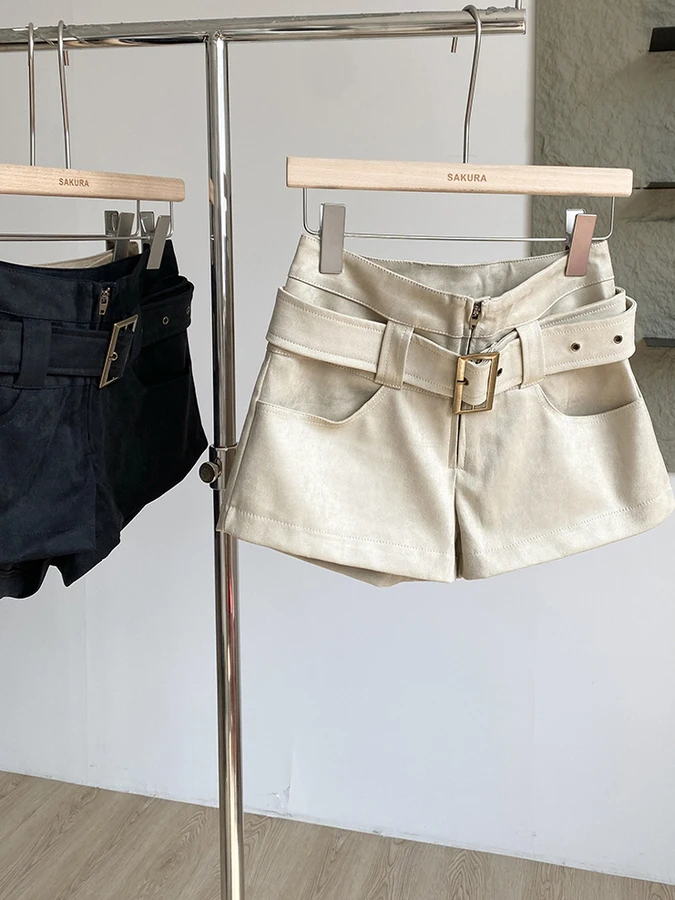 アメリカンスレ ハイウエスト スエード ワークウェア オルツ レディース 秋冬新作 ハイウエスト 着痩せ 小さいサイズ 多用途 ホットパンツ