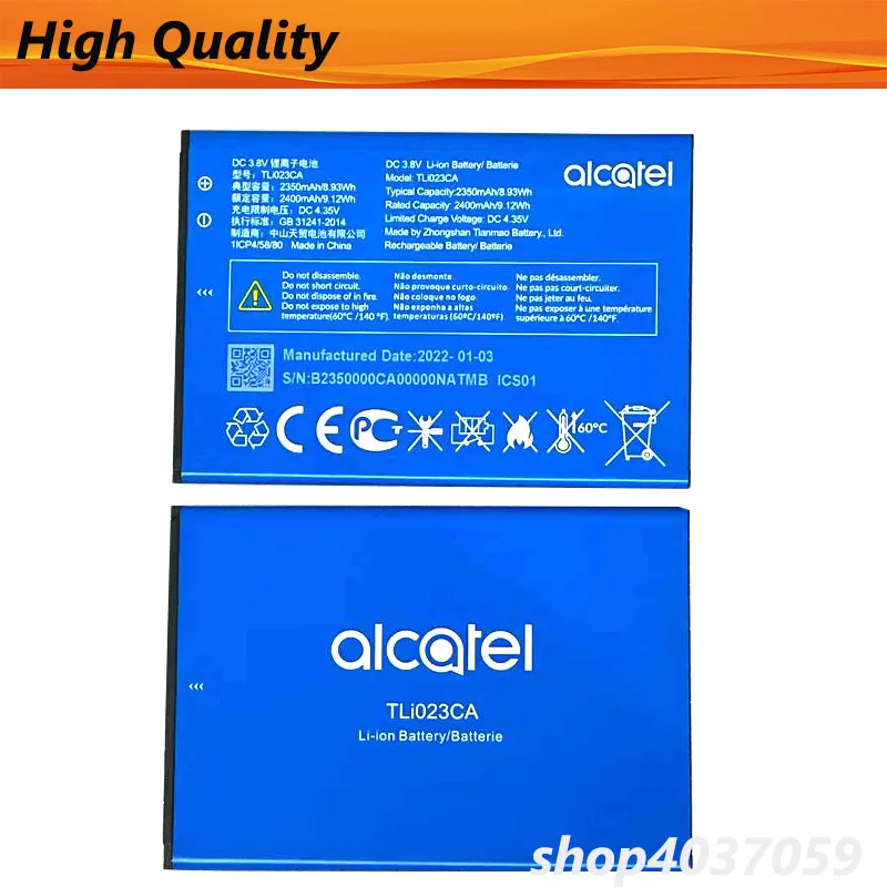 Batería de Repuesto TLi023CA 2400mAh para ALCATEL TLi023CA BATTERY Bateria