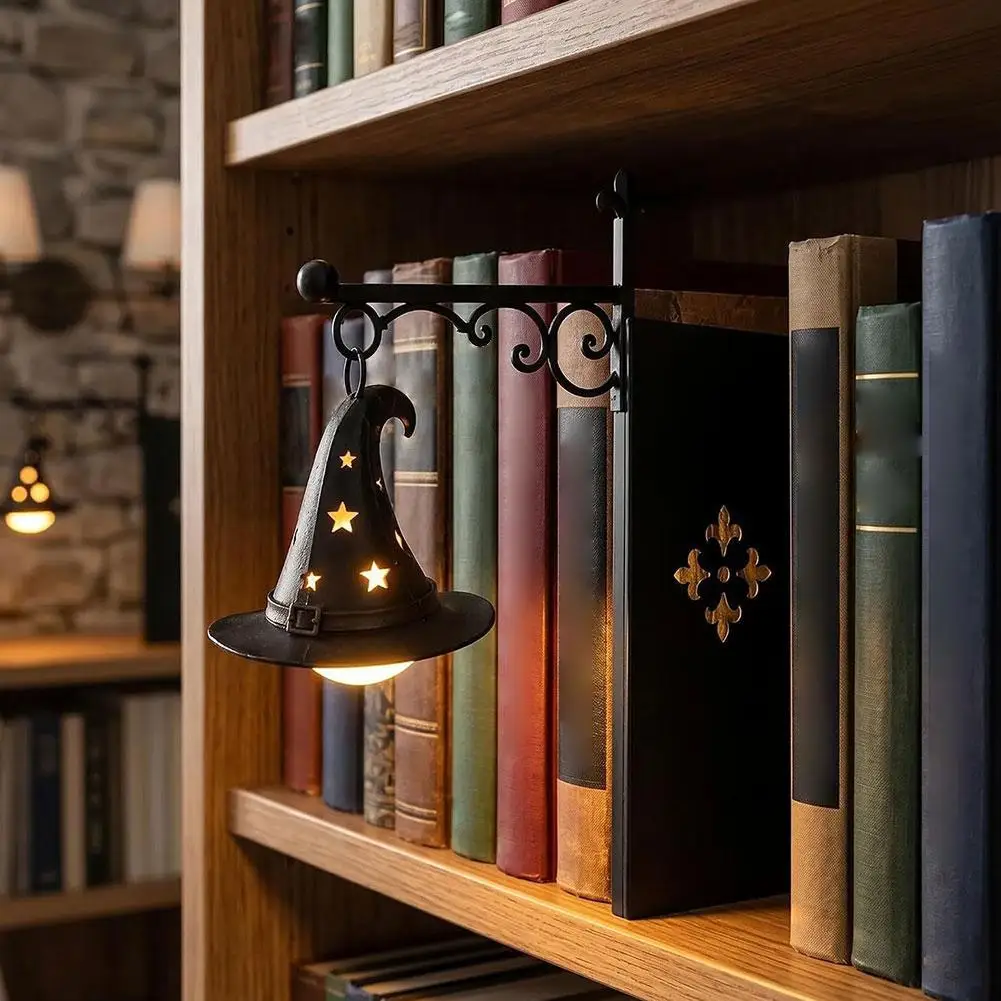 Retro Gothic Bookshelf Lamp Library Lantern LED Night Light Mini Book Nook Reading Lamp Home Study Room Decor view 3