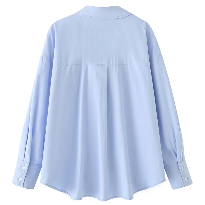HXAO Camicie e camicette da donna Primavera Estate 2025 Camicia oversize blu con bottoni Camicette a maniche lunghe Camicie casual chic