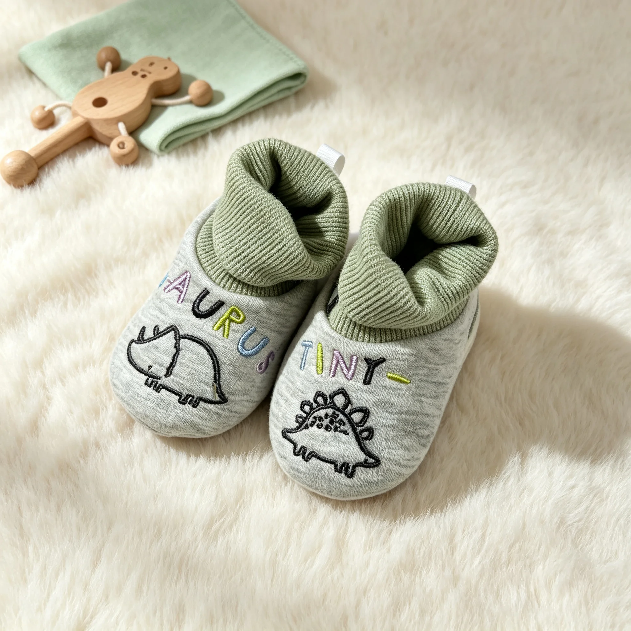 

Newborn Baby Knitted Sock Booties Dinosaur Soft Sole Anti-slip Prewalker Crib Shoes 0-9 Months Infant Soft Sole Shoes