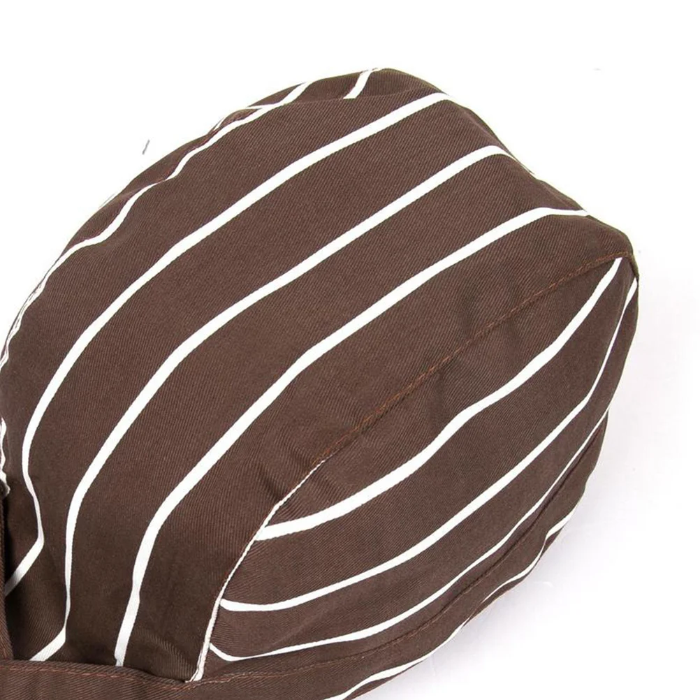 コーヒーブラウンストライプ海賊シェフハット防塵キッチンキャップウェイターレストランスタッフ調理作業キャップ制服