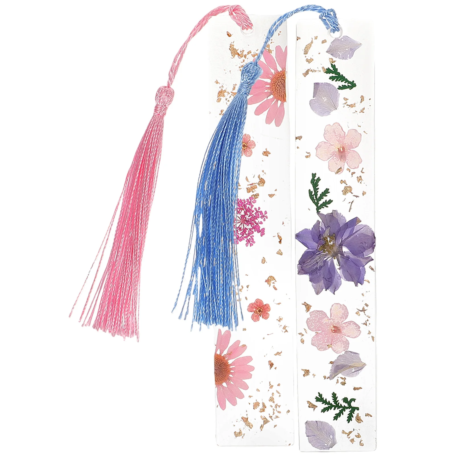 2 قطعة الإشارات المرجعية الراتنج مع شرابات المجففة زهرة تصميم اليدوية القراءة اكسسوارات للطلاب المعلمين عشاق الكتاب الهدايا