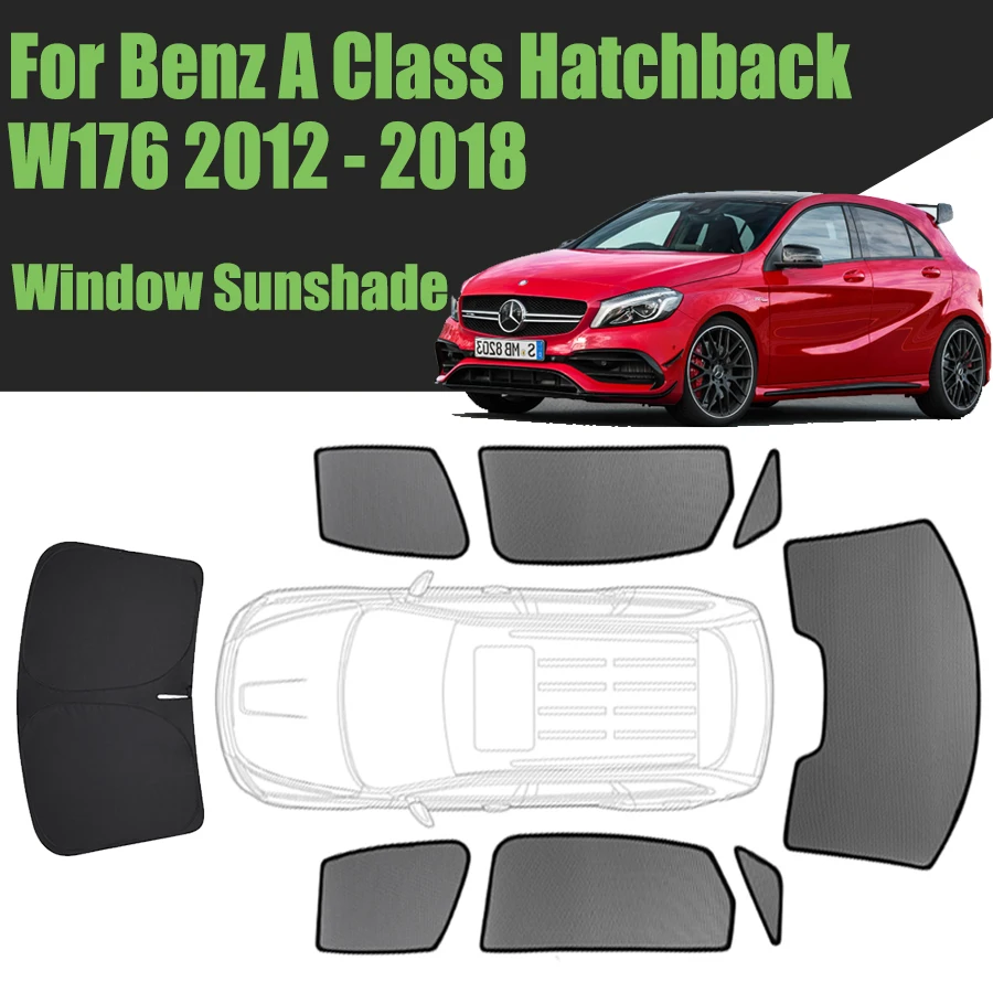 Custom Car Window Sunshade For Mercedes Benz A Class Hatchback W176 2012 - 2018 Magnetic Curtain Front Windshield Frame Curtain