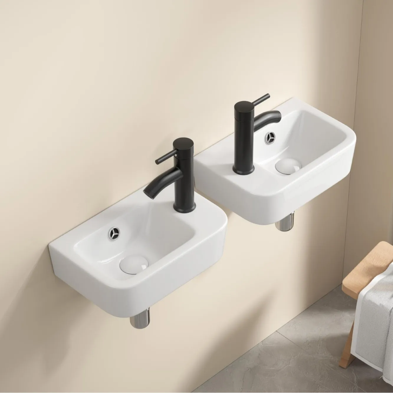 Small apartment wall-mounted wash basin, ceramic integrated basin, small size mini narrow wash basin