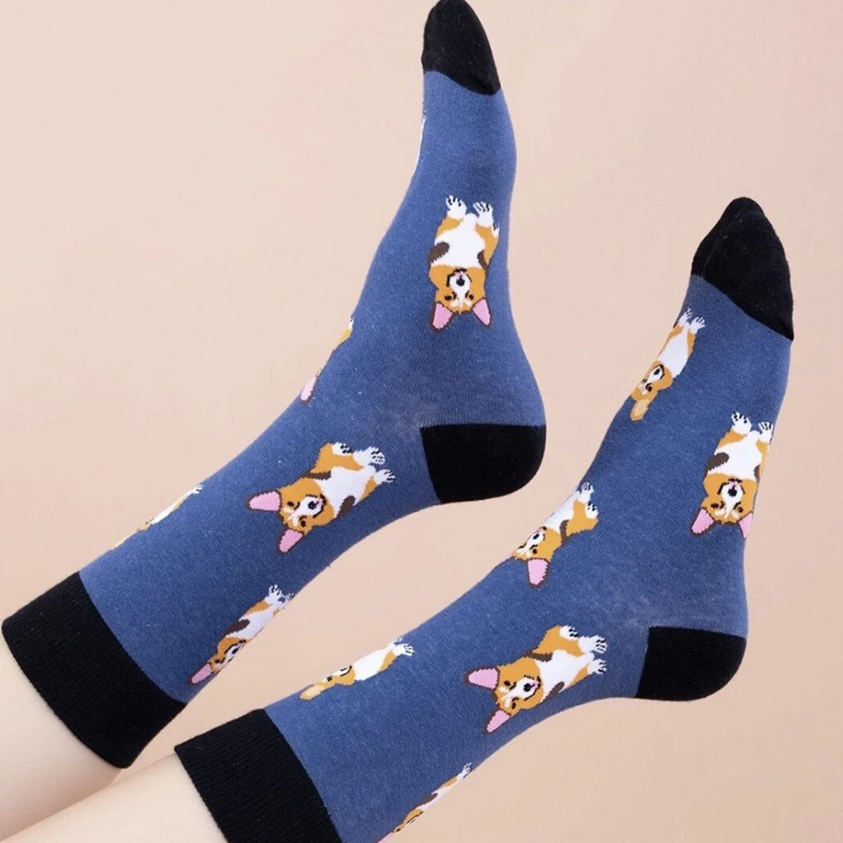 1 Pair Unisex Lovely Corgi Pattern Novelty Funny Comfy Mid Tube Socks Suit In All Seasons For Daily Street image 5