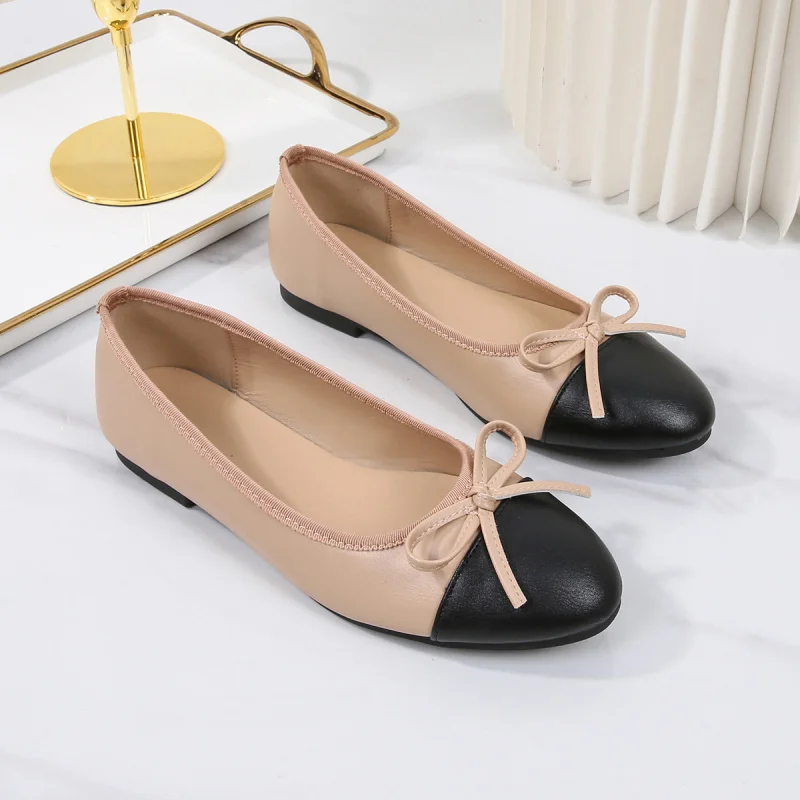 

Новые кожаные женские модные лоферы на низком каблуке с круглым носком