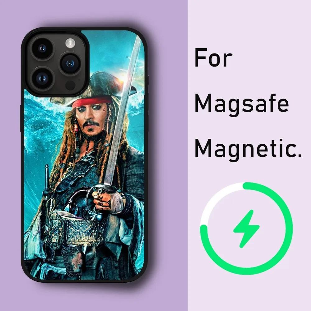 MINISO DISNEY Pirates of the Caribbean Phone Case For iPhone 15 14 13 12 11 Pro Max Plus Phone Magnetic for Macsafe Cases Cover