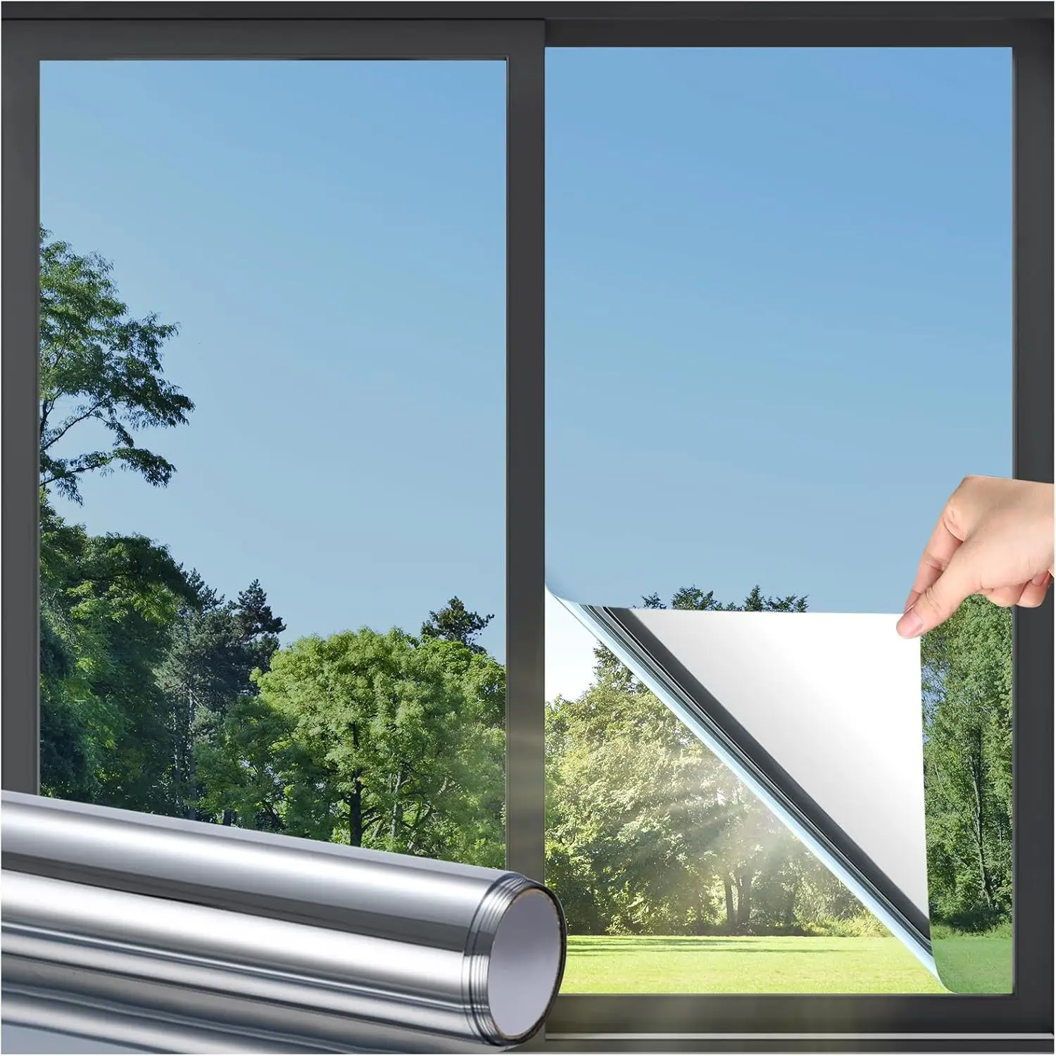 Fenster-Sichtschutzfolie Einseitige Fenstertönung für Zuhause, Anti-UV Sonnenschutz Reflektierende Spiegelfolie Sicht Durchscheinend Nicht Durchsichtige Glasfolie