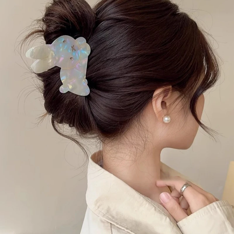 1pc new cute rabbit hair clip, acetate hair grab, suitable for less hair, hair clip, shark clip, clip, hair accessory, hair image 5