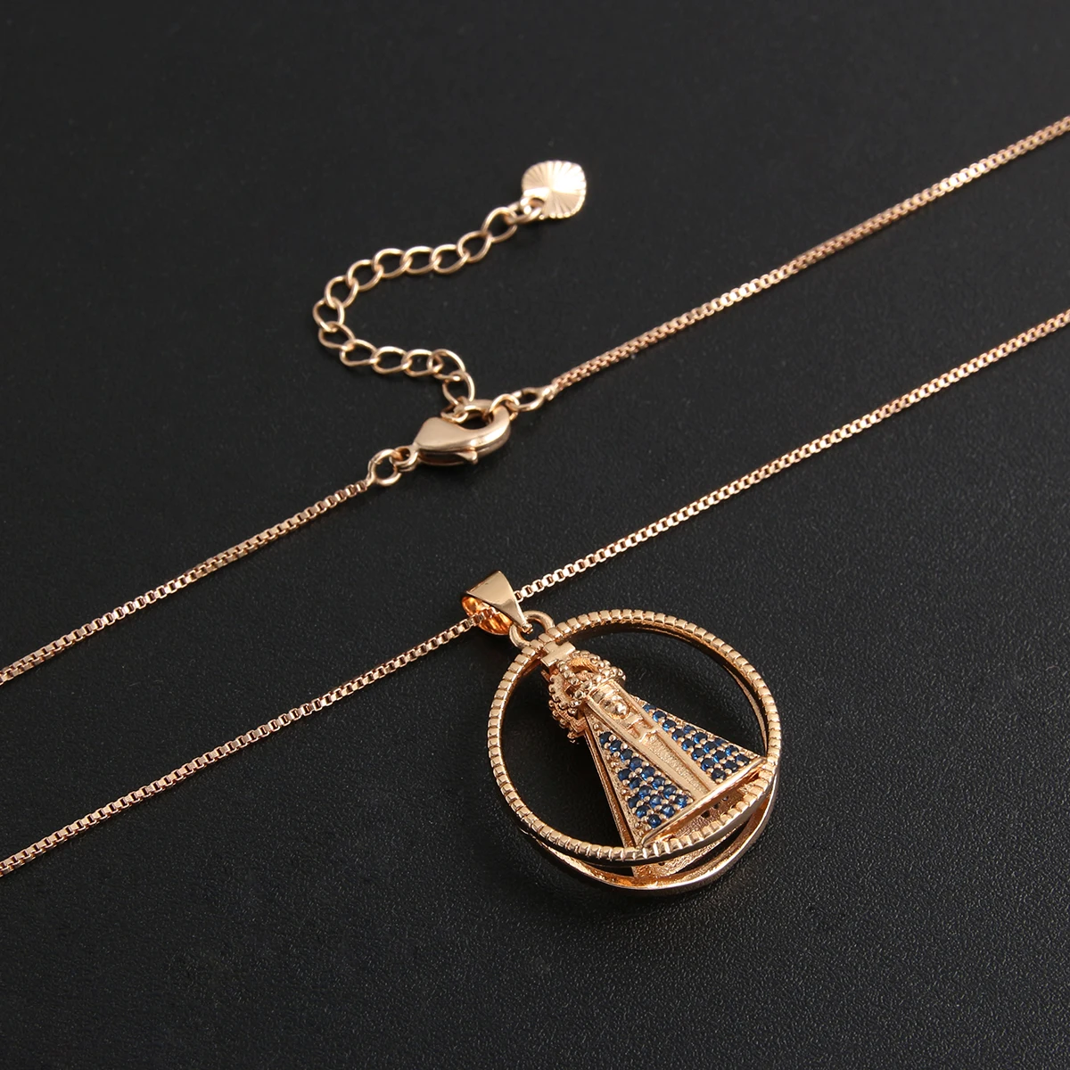 MHS.SUN Original Double Sided Virgen De Guadalupe Pendant Necklace Lujan Virgin Religious CZ Jewelry For Men Women Mardi Gras
