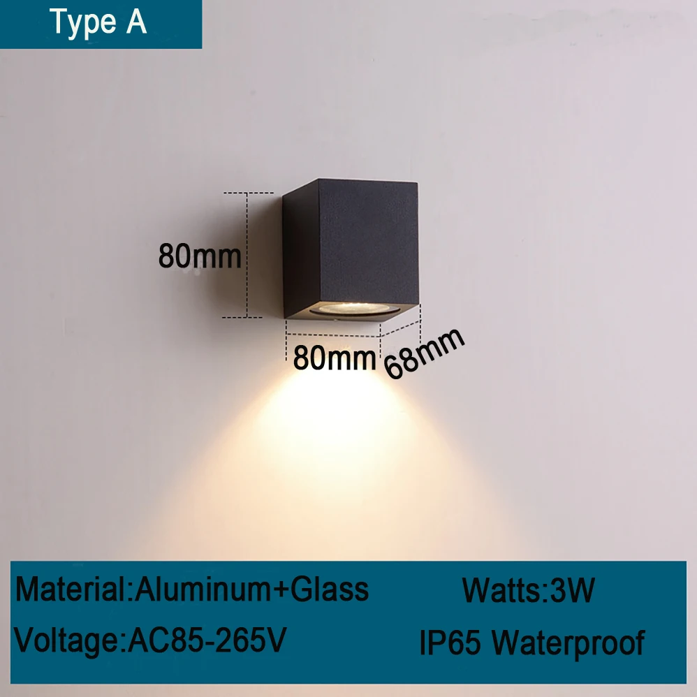 Lampu Dinding LED Modern minimalis gaya AC85-265V 10W dalam ruangan/luar ruangan IP65 tahan air 8 jenis lampu dengan garansi 3 tahun