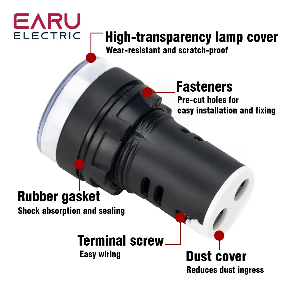 Wskaźnik lampka sygnalizacyjna lekka wodoodporna ad16-22ds 22mm AC/DC 12V 24V 110V 220V 380V czerwony zielony żółty niebieski biały LED żarówki 20mA