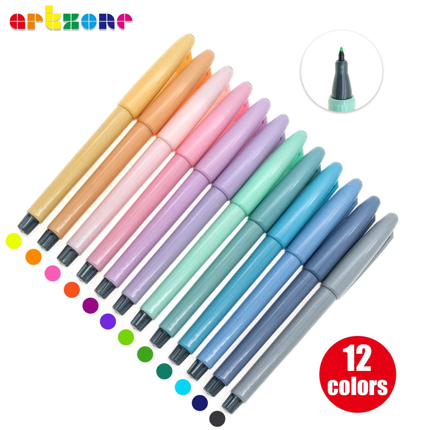 

12 Colors 0.4mm Extra Fine Point Color Pen Water-based Journal Planner Fineliner Liquid Pen for Journaling Hand Account Coloring