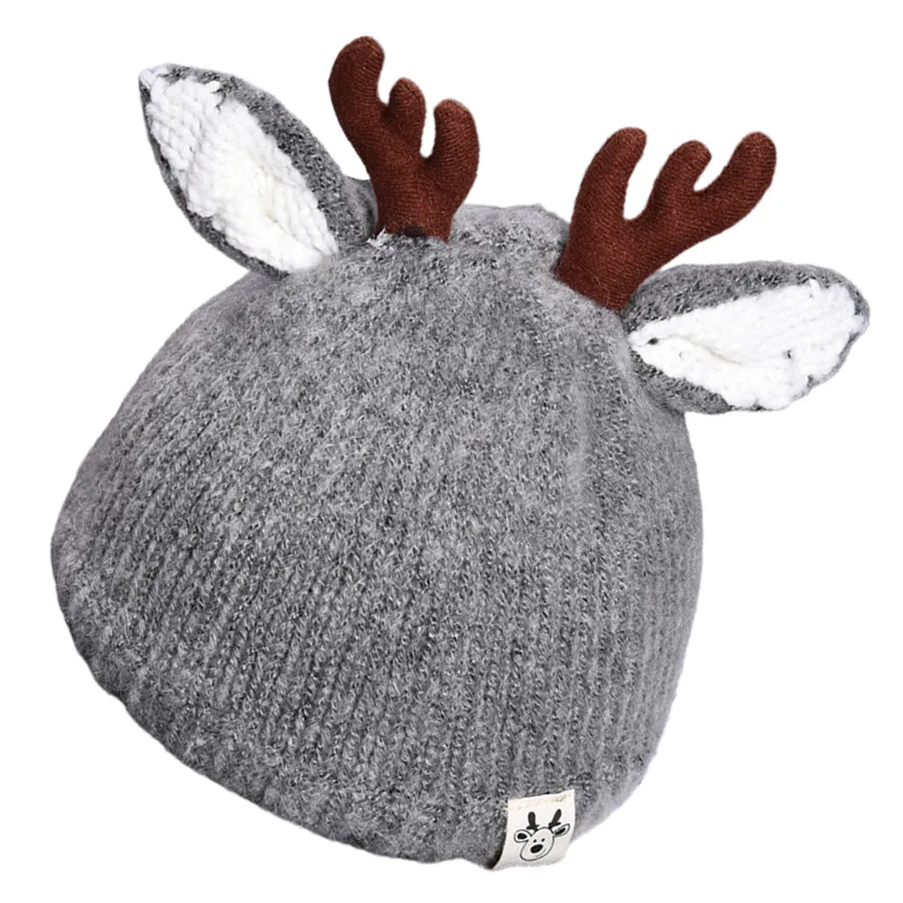 

1Pcs Kids Winter Hat Antler Knitted Baby Warm Woolen Hat Soft Cozy Cold Weather Headgear Woolen Hats Antler Hats