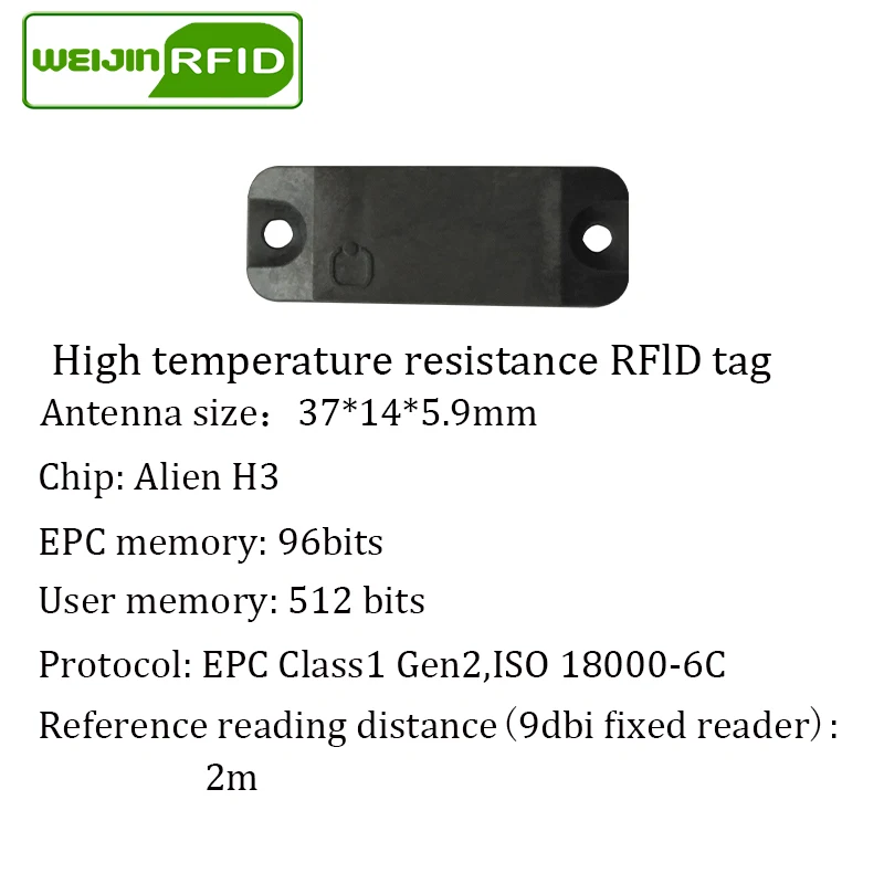 Uhf-rfid高温耐性金属タグ,スマートカード,パッシブrfidタグ,耐熱性,915m, 868m,epcc1g2,6c, 37mm x 14mm x 5.9mm