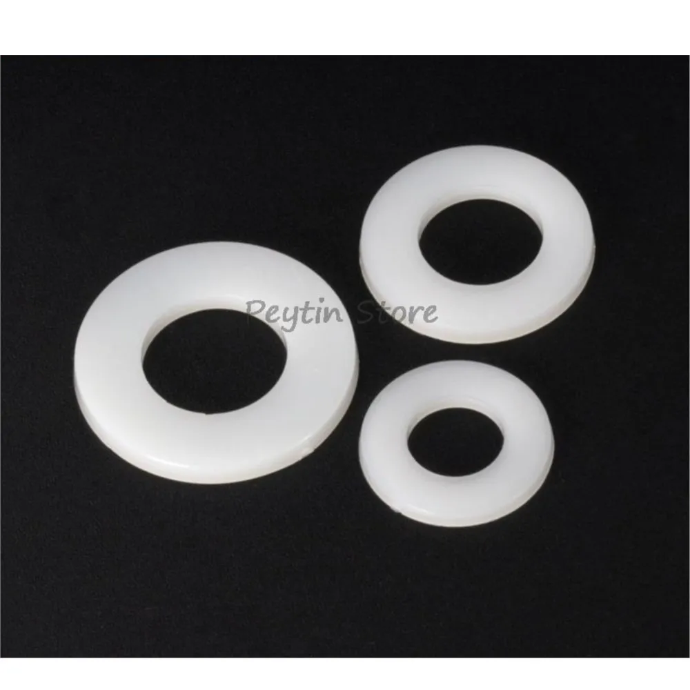 100Pcs M2 M3 M4 M5 M6 M8 M10 M12 Nylon Gasket Plastic Gasket Plastic Flat Gasket Insulated Circular Gasket Black White