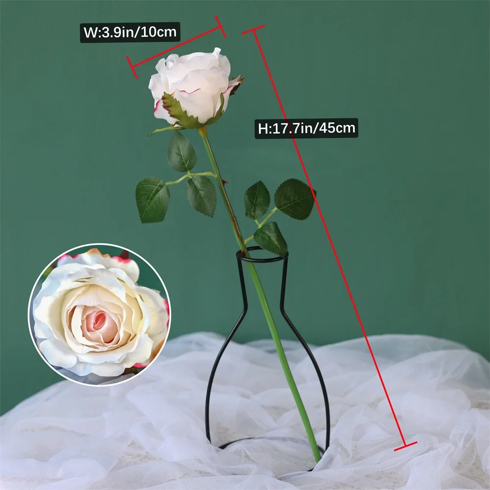 10/100pcs Light Pink Single Branch Flower Home Decoration Silk Artificial Rose Green Leaves Flower Valentine's Day Gift HY2566