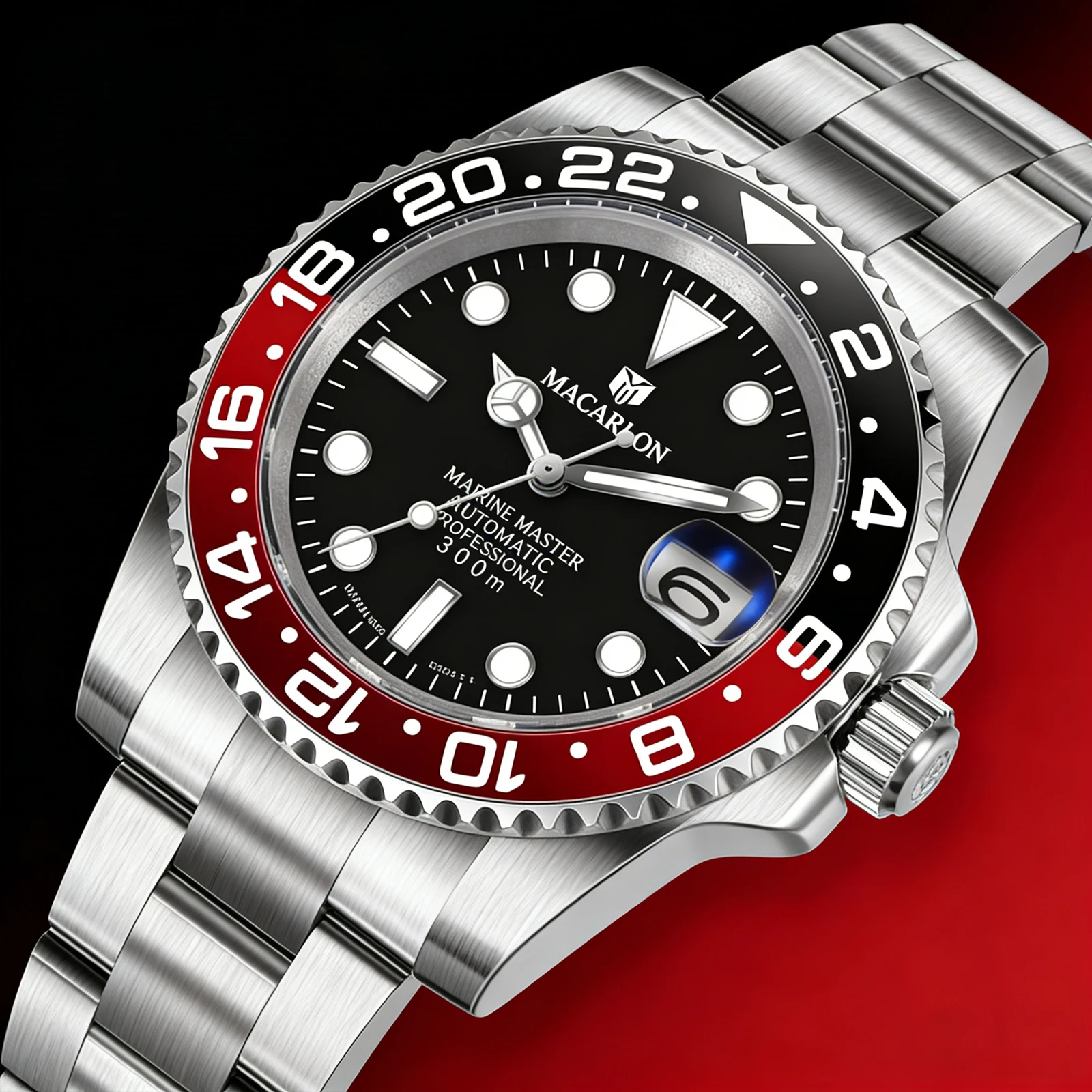 MACARLON Design New Sapphire Glass Mechanical Watch Men Calendar Luminous Stainless Steel Waterproof China NH35 Automatic Watch