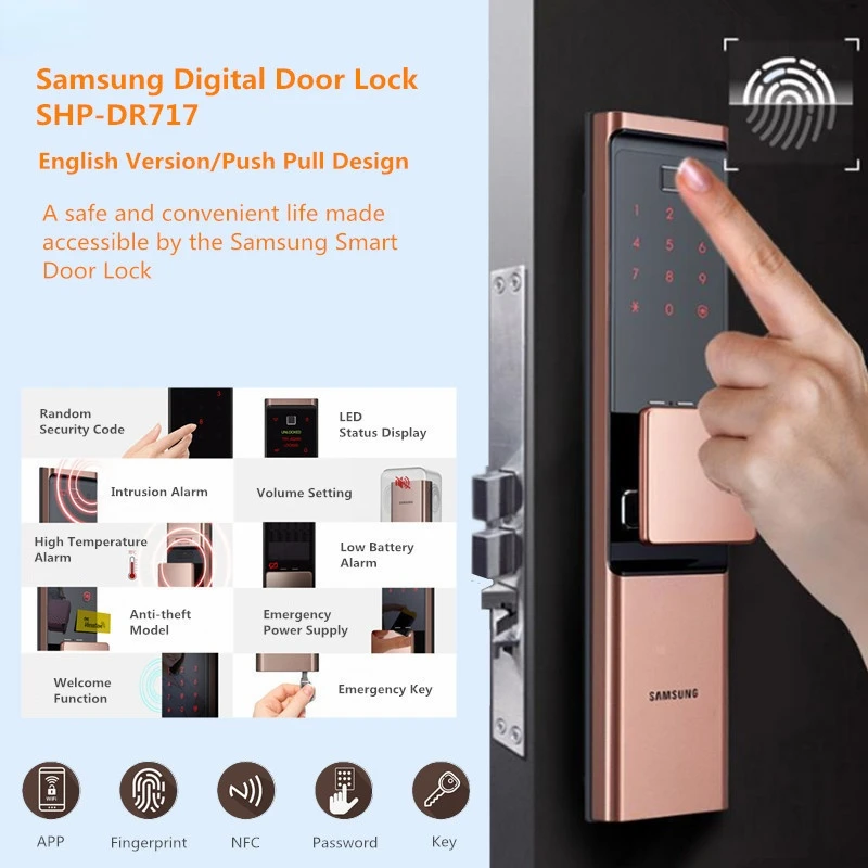 newSAMSUNG Fingerprint Digital Wifi Door Lock loT Keyless SHP-DR708/SHP-DR717 English Verion Eurp Moritse