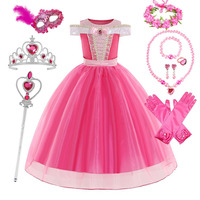 3 4 5 6 7 8 Yrs Sleeping Beauty Carnival Dress up Girls Aurora Cosplay Halloween Apparel Princess Toddler Christmas Ball Gown
