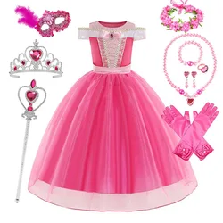 3 4 5 6 7 8 Yrs Sleeping Beauty Carnival Dress up Girls Aurora Cosplay Halloween Apparel Princess Toddler Christmas Ball Gown