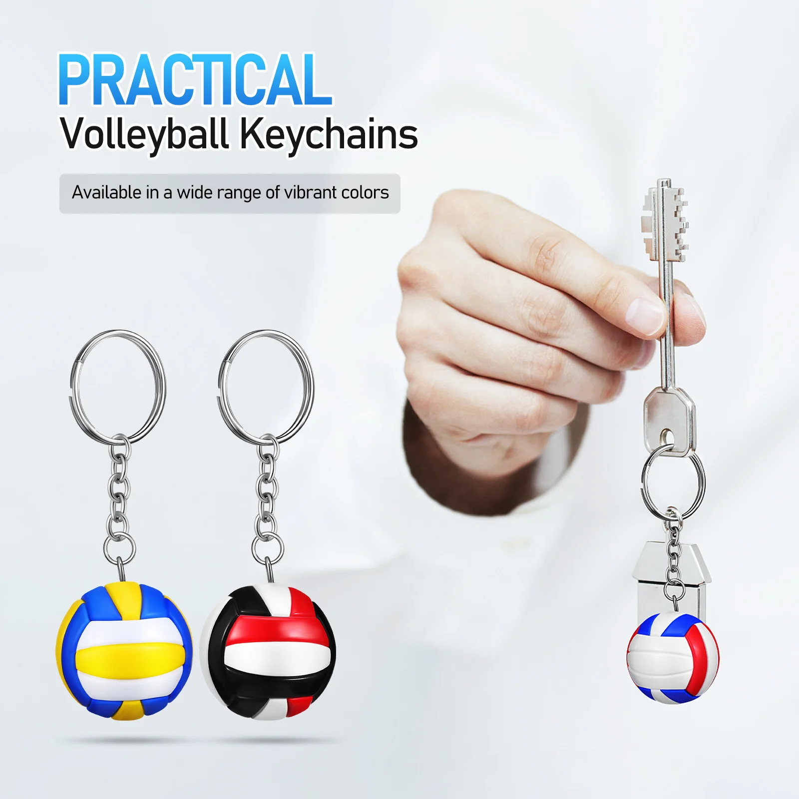 4 Pcs Volleyball Bag Charms Imitation Keychain Volleyballs Chains For Backpacks Decorative Pendant Ring